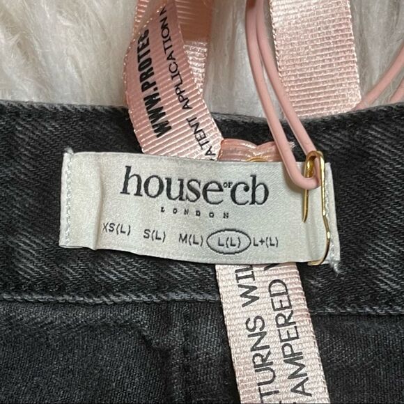 HOUSE OF CB Woman Straight Leg Trendy High Rise Wide Leg Jeans Dark - Picture 6 of 11